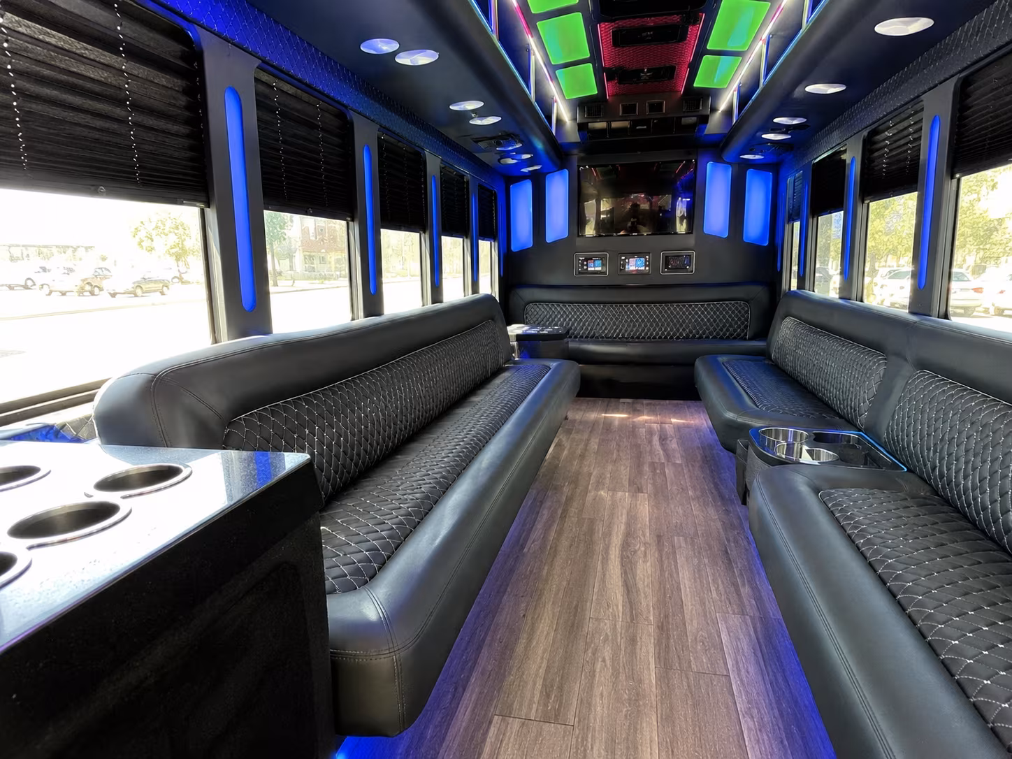 plano 15 passenger party bus inside