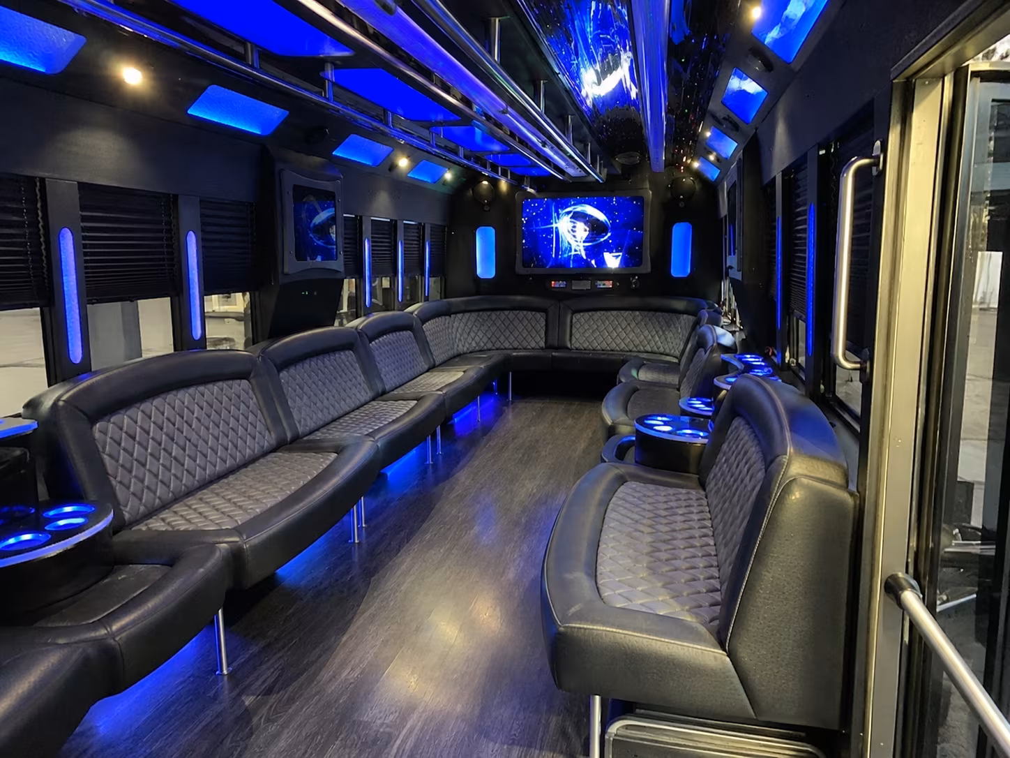 plano 28 passenger party bus interior