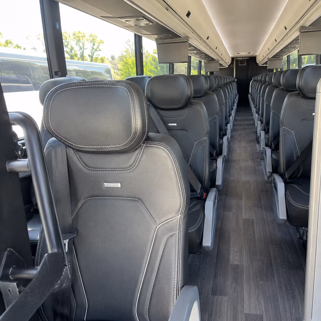 plano charter bus rental inside