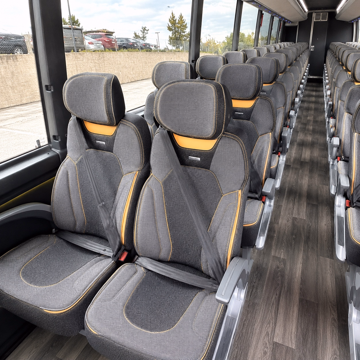 plano charter bus rental interior
